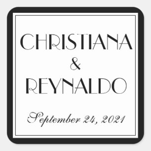 Modern Elegant Stylish Roaring 20s Wedding Square Sticker