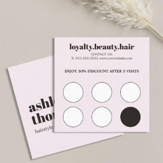 Modern Elegant Stylish Rose White Hair Salon Loyalty Card