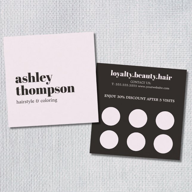 Modern Elegant Stylish Rose White Hair Salon Loyalty Card (Creator Uploaded)