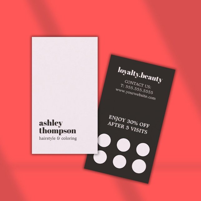 Modern Elegant Stylish Rose White Hair Salon Loyalty Card (Creator Uploaded)