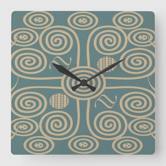 modern elegant stylish shapes patterns square wall clock (Front)