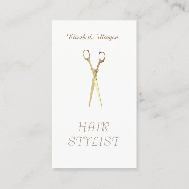 Modern Elegant  Stylish Simple Plain,Scissors Business Card (Front)