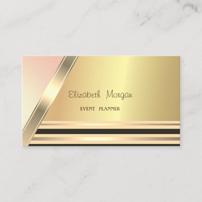 Modern Elegant Stylish Striped,Gold Business Card (Front)