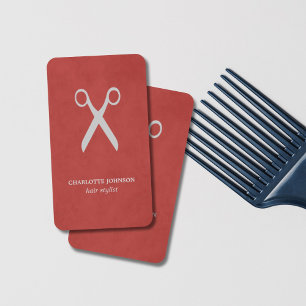 Modern Elegant Stylish Textured Red Hair Stylist Business Card