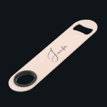 Modern Elegant Stylish Trendy Monogram Rose Gold<br><div class="desc">Create your own custom, personalised, modern elegant black calligraphy typography script font monogrammed on light rose gold background, trendy chic stylish cool professional extra durable stainless steel speed bottle opener bar key featuring a length and design to open bottles with speed and ease. Simply type in your name / family...</div>