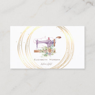 Modern Elegant Stylish,White ,Gold Circles Lotus Business Card