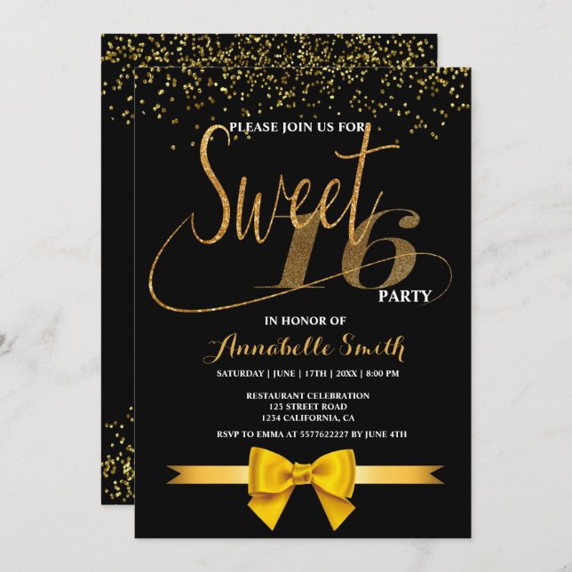 Modern elegant  sweet 16 invitation (Front/Back)