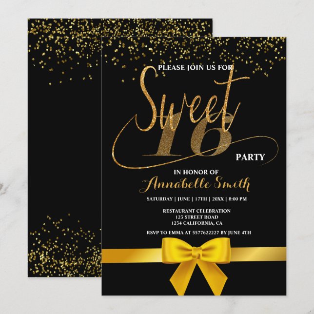 Modern elegant  sweet 16 invitation (Front/Back)