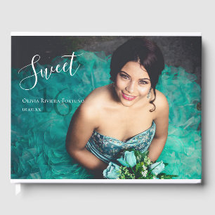 Modern Elegant Sweet Sixteen 16th Birthday Photo Guest Book