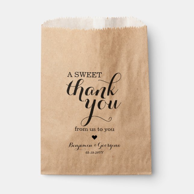 Modern Elegant Sweet Thank You Heart Wedding Favour Bags (Front)