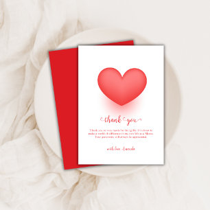 Modern Elegant Sweetheart Valentine Baby Shower  Thank You Card