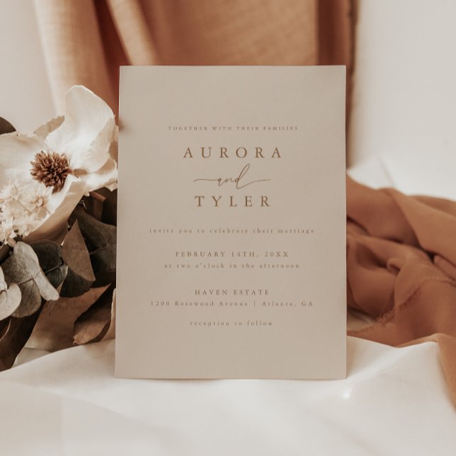Modern Elegant Tan Wedding  Invitation (Creator Uploaded)