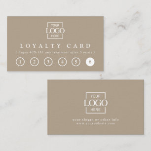 Modern Elegant Taupe Beige Business Logo Reward Loyalty Card