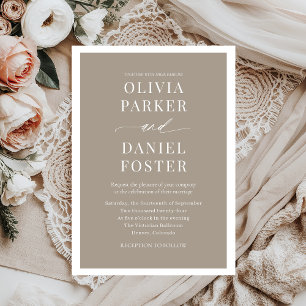 Modern Elegant Taupe Boho Minimalist Wedding Invitation