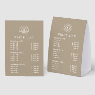 Modern Elegant Taupe Logo Service Menu Price List
