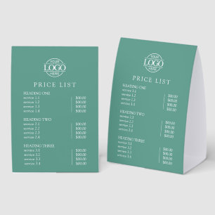 Modern Elegant Teal Logo Service Menu Price List