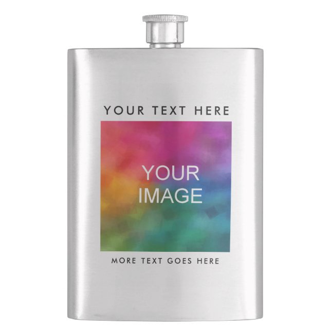 Modern Elegant Template Best Photo Picture Logo Hip Flask (Front)