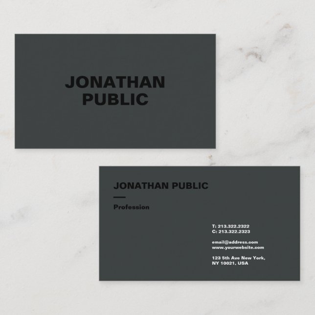 Modern Elegant Template Black & Anthracite Business Card (Front/Back)