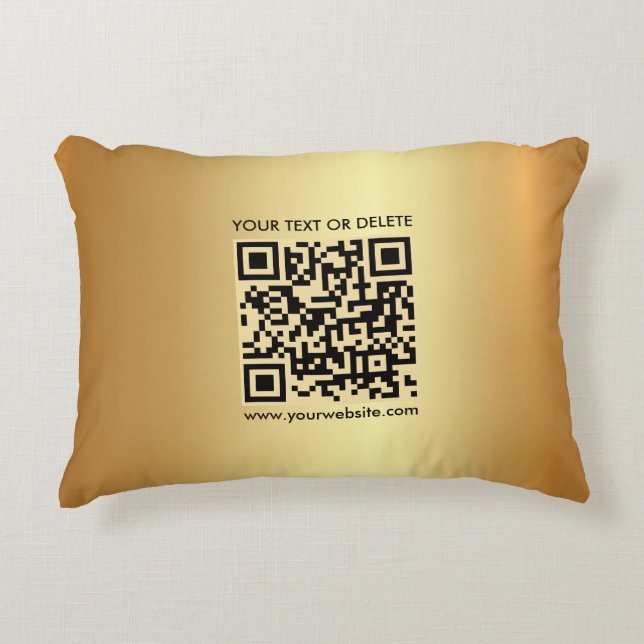 Modern Elegant Template Custom QR Code Glam Gold Decorative Cushion (Front)