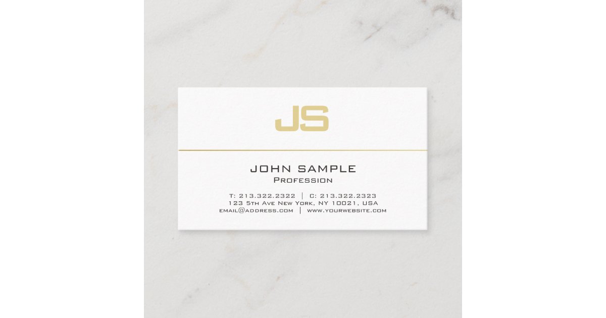 Modern Elegant Template Gold Initial Monogram Business Card | Zazzle