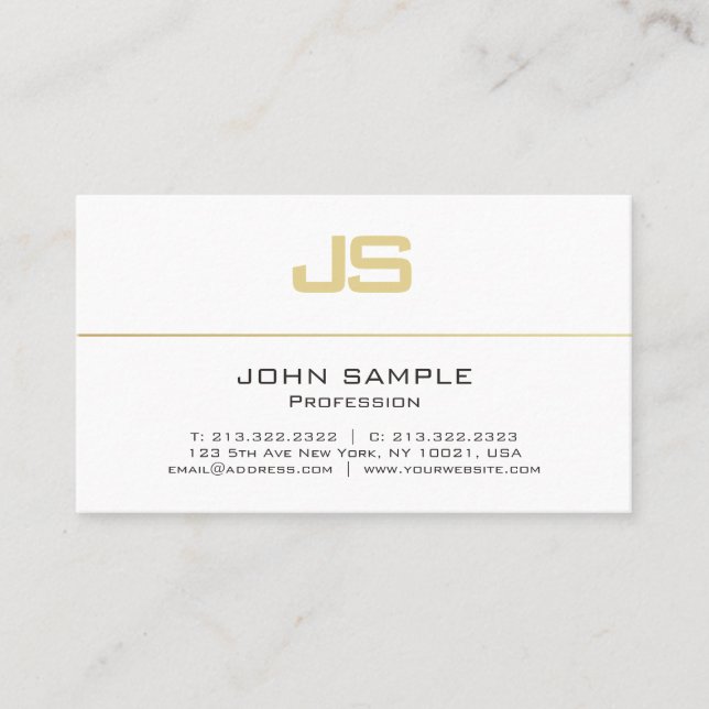 Modern Elegant Template Gold Initial Monogram Business Card (Front)