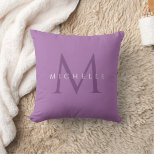 Modern Elegant Template Lavender Monogram Initial Cushion