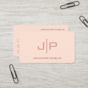 Modern Elegant Template Monogram Cream Business Card