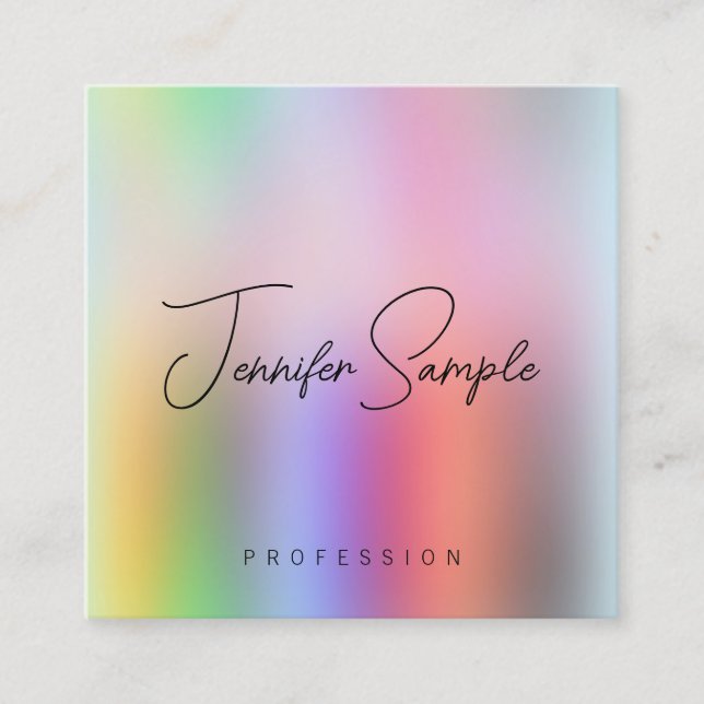 Modern Elegant Template Personalised Typography Square Business Card (Front)