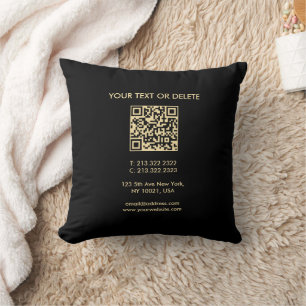 Modern Elegant Template QR Code Black And Gold Cushion