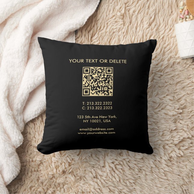 Modern Elegant Template QR Code Black And Gold Cushion (Blanket)