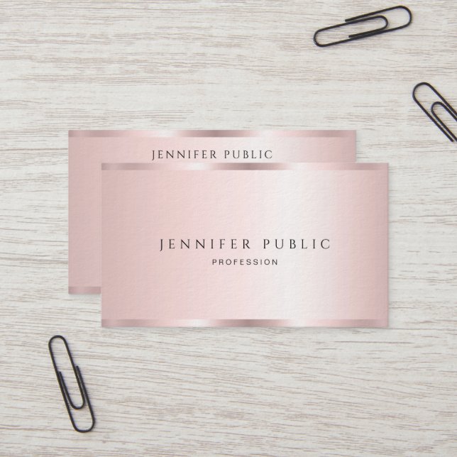 Modern Elegant Template Rose Gold Luxury Thick Business Card (Front/Back In Situ)