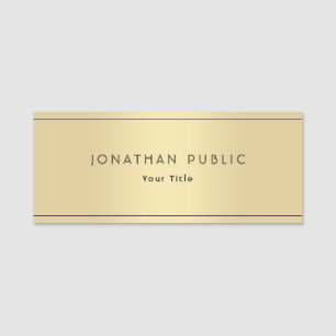 Modern Elegant Template Trendy Glamourous Gold Name Tag