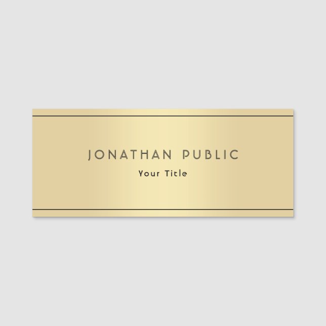 Modern Elegant Template Trendy Glamourous Gold Name Tag (Front)