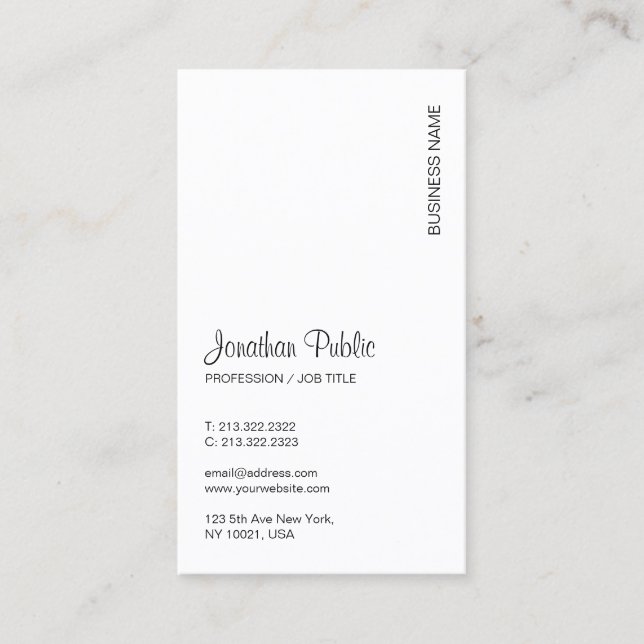 Modern Elegant Template Upload Your Logo Vertical Business Card (Front)