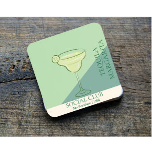 Modern Elegant Tequila Social Club Dark Green USA Coaster