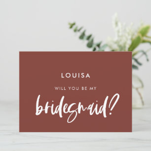 Modern elegant terracotta Bridesmaid proposal card