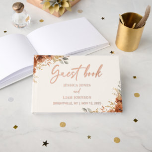Modern Elegant Terracotta Fall Floral Wedding  Guest Book