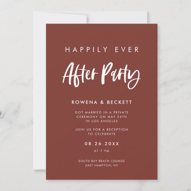 Modern elegant terracotta Happily ever after party Invitation (Front)