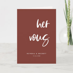 Modern elegant terracotta Her vows Card
