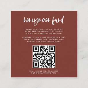 Modern elegant terracotta Honeymoon fund QR code Enclosure Card