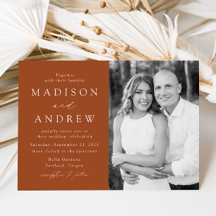 Modern Elegant Terracotta Photo Wedding Invitation