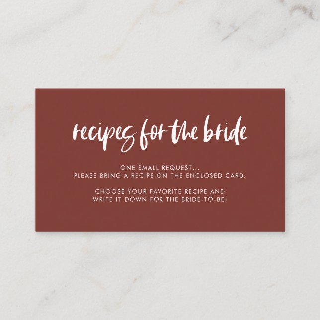Modern elegant terracotta Recipe request card (Front)