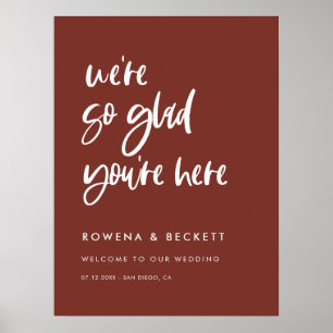 Modern elegant Terracotta So glad you're here Poster