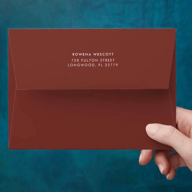 Modern elegant terracotta wedding envelope (Hand)