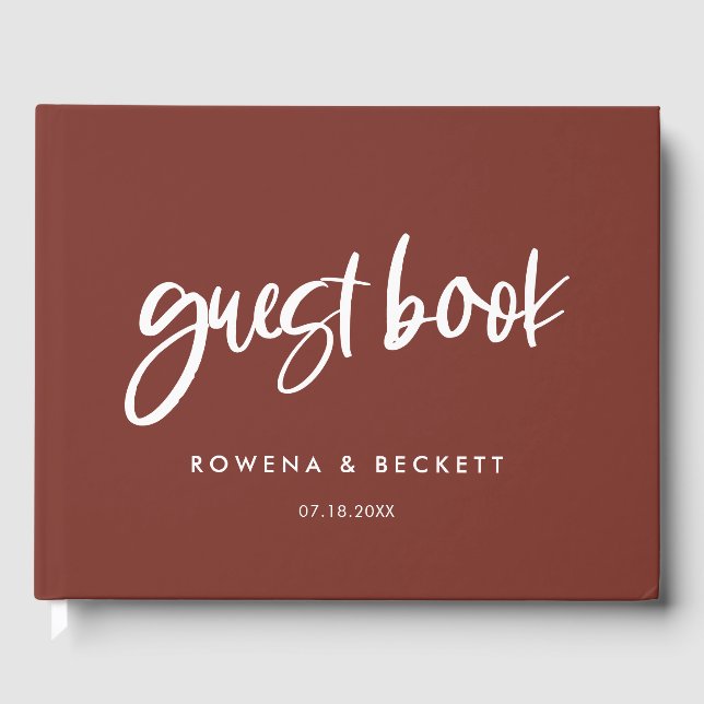 Modern elegant terracotta wedding guest book (Front)