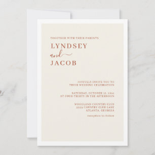Modern Elegant Terracotta Wedding Invitation