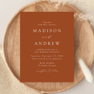 Modern Elegant Terracotta Wedding Invitation Postcard