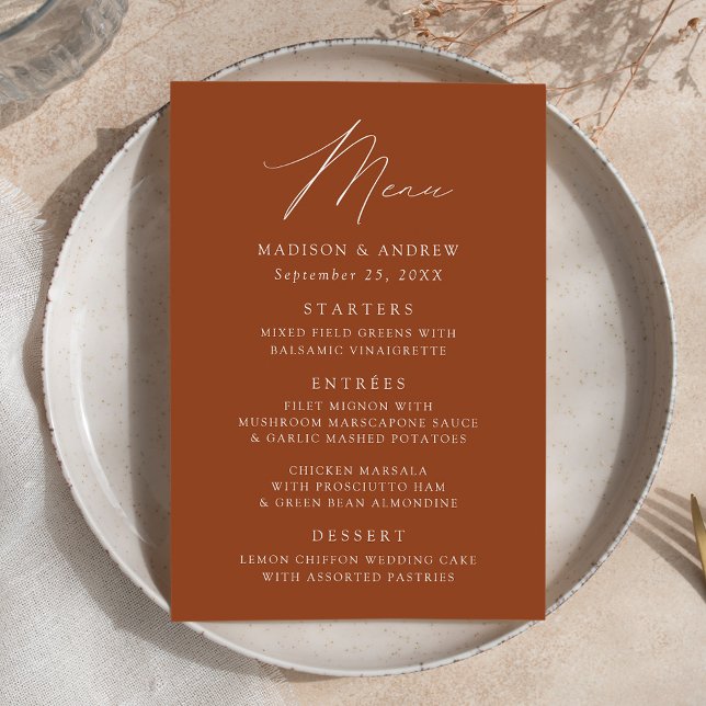 Modern Elegant Terracotta Wedding Menu (Creator Uploaded)