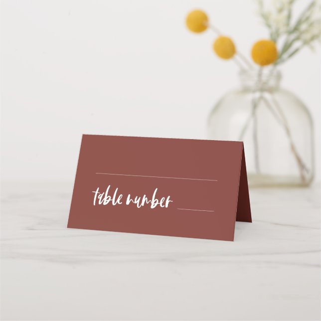 Modern elegant terracotta wedding place card (Front)