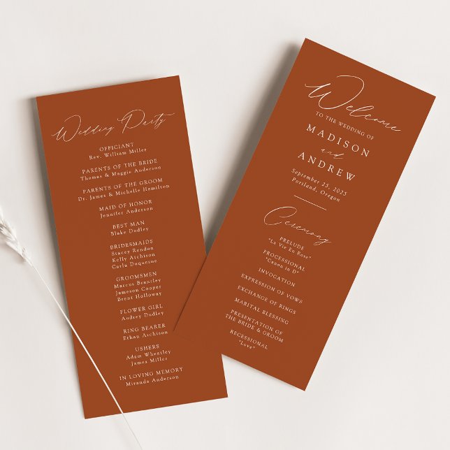 Modern Elegant Terracotta Wedding Program (Creator Uploaded)